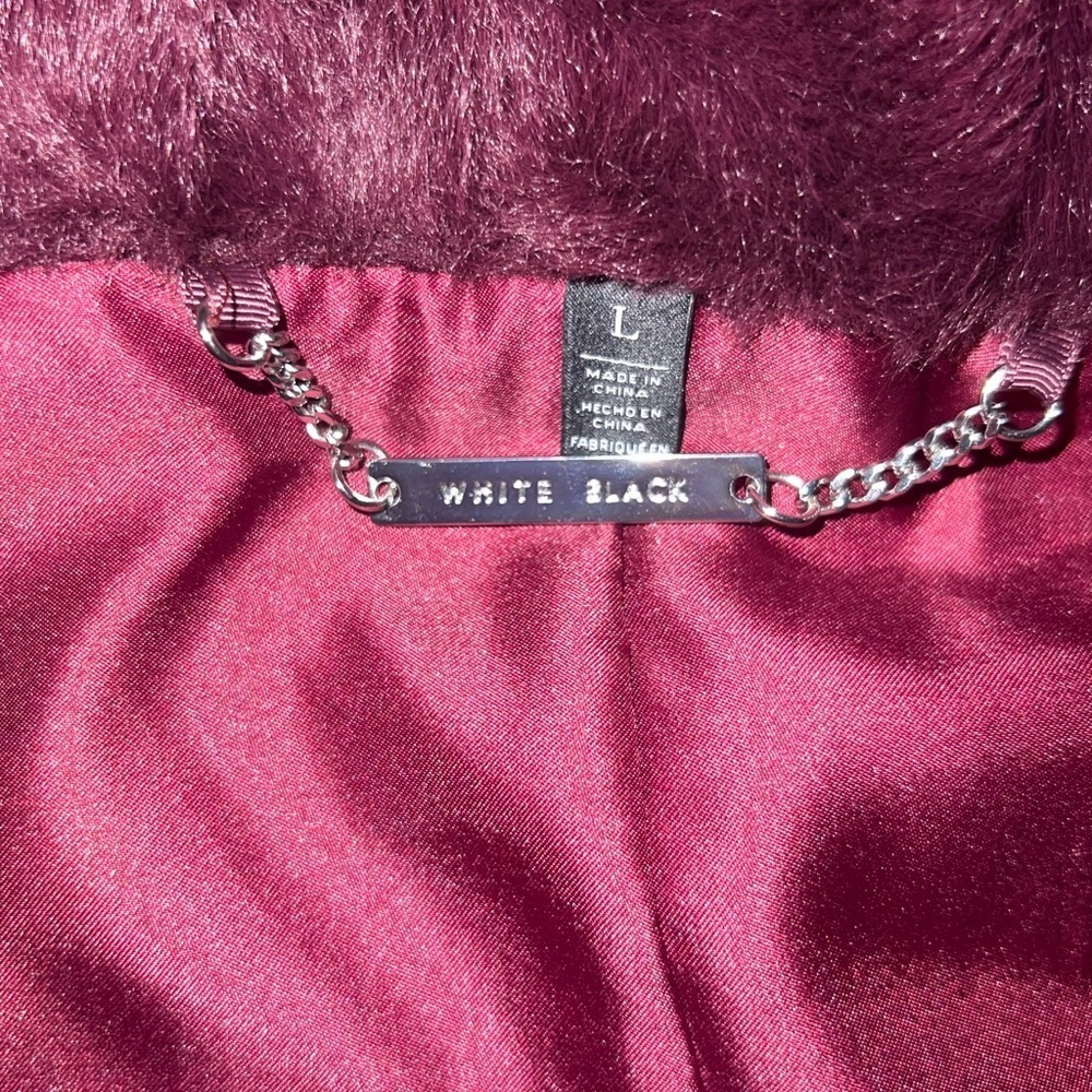 WHBM Textured Faux-Fur Vest Burgundy Cabernet Large quiet luxury elegant - Picture 10 of 14